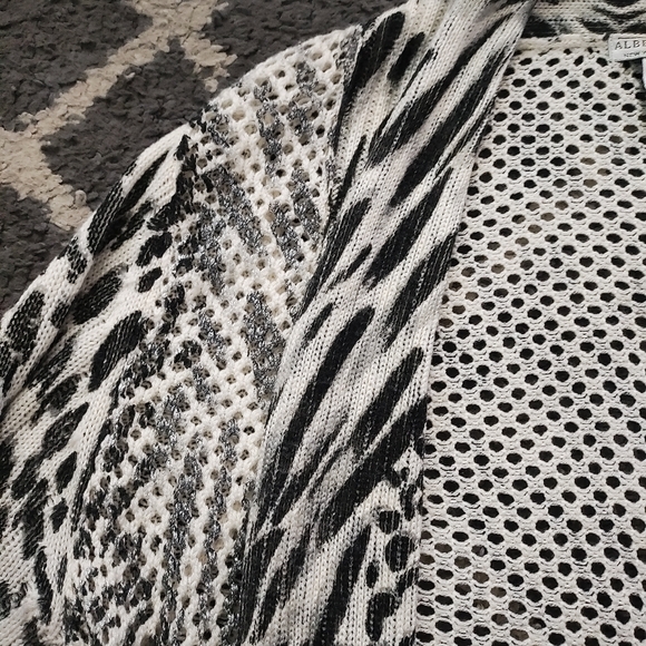 Alberto Makali Wool blend Patterned Open Front Waterfall Sweater Cardigan - Picture 5 of 10